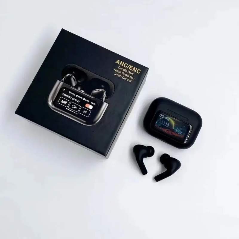 Black A9 Pro ANC AirPods with Screen | Bluetooth 5.4